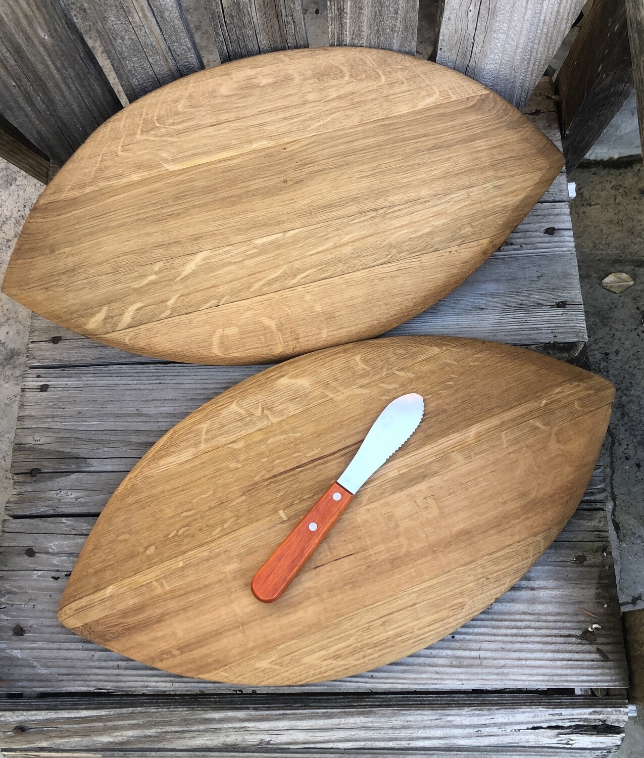 Cheese board tray from wine barrel top