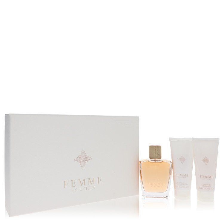 Usher Gift Set -- 3.4 oz Eau De Parfum Spray + 3.4 oz Body Lotion + 3.4 oz Shower Gel
