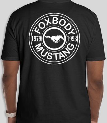 FOXBODY MUSTANG 1979-1993 SOFTSTYLE T-SHIRT WHITE or BLACK LOGO