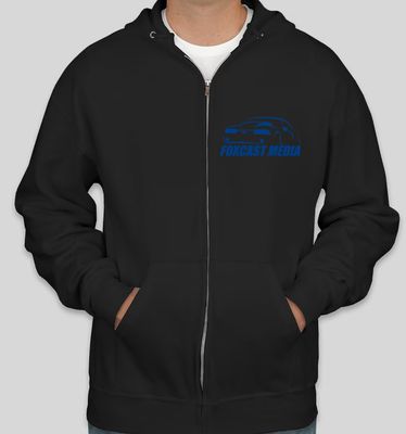 Foxcast Media "Motorsports" Zip Up Hoodie in Blue