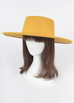 Mustard Crown Flat Top Fedora