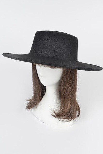 Black Crown Flat Top Fedora