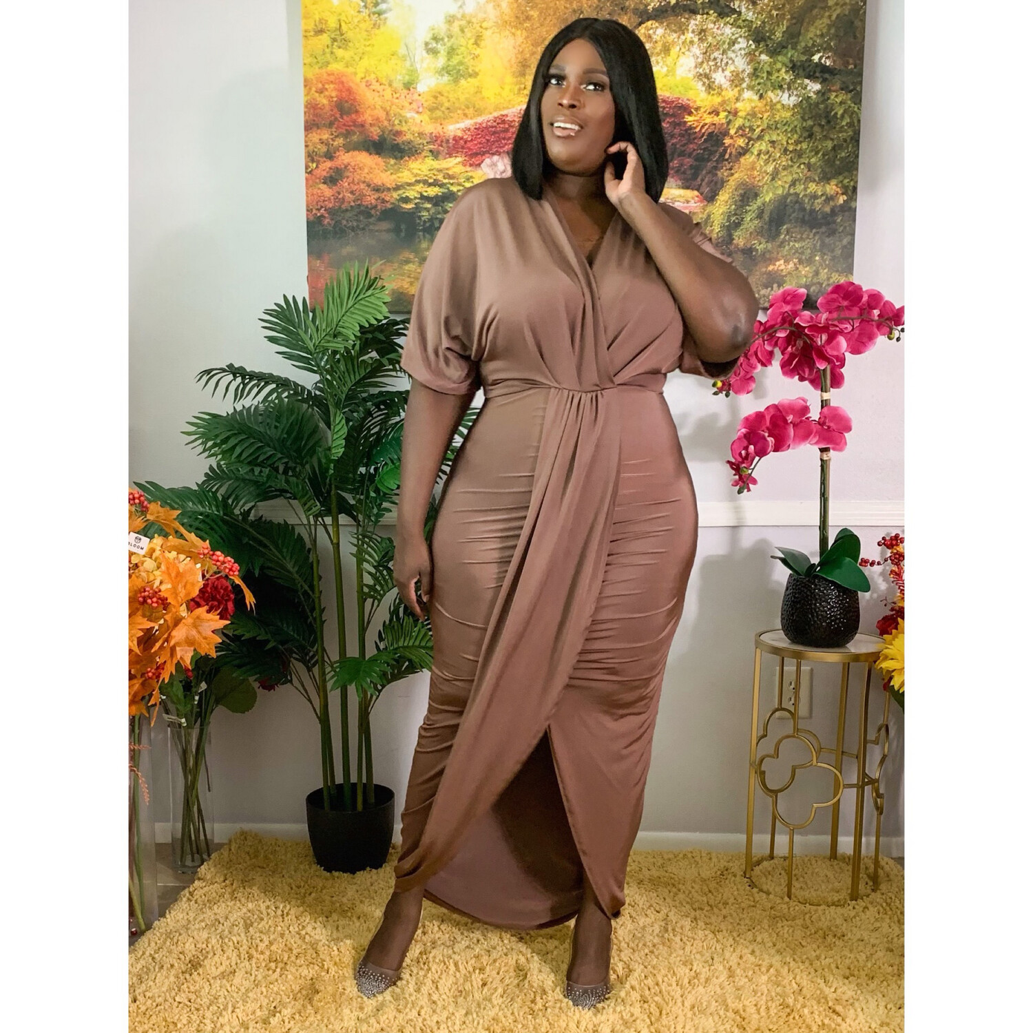 Finactic Mocha Evening Dress