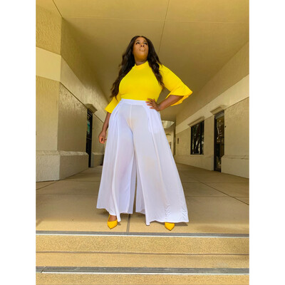 WHITE JUMBO GOCHO PANTS
