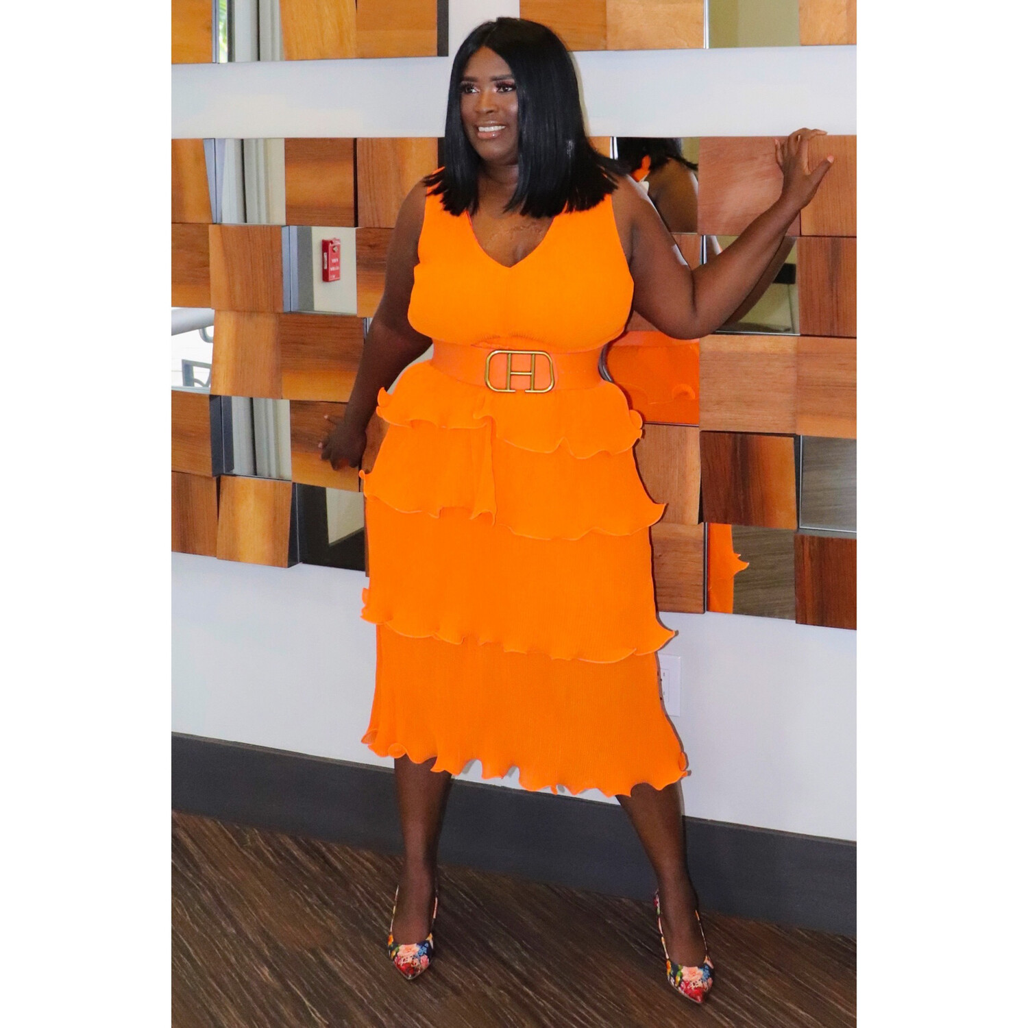 Orange River Belted Dress