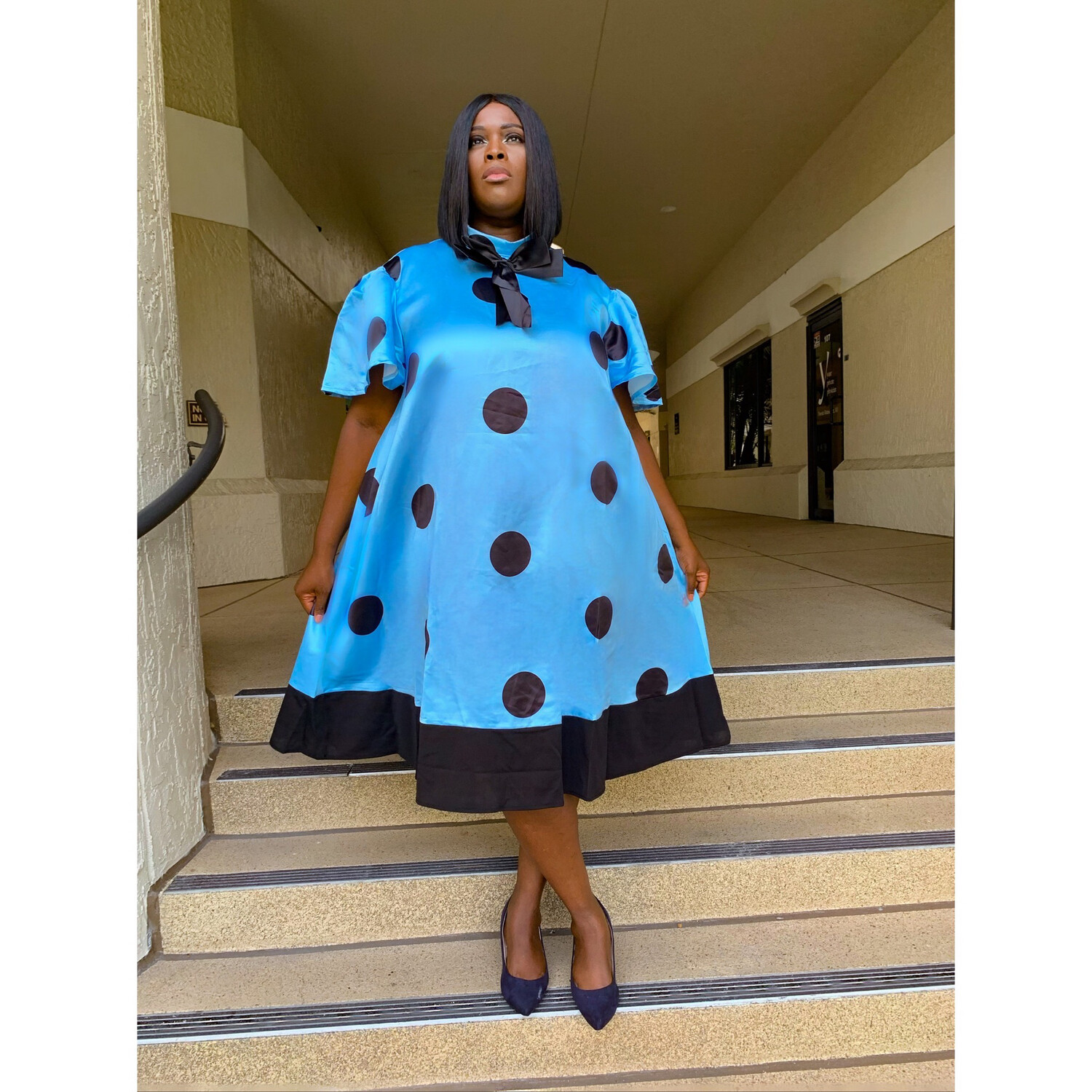 Blue Royal Polk Dot Dress
