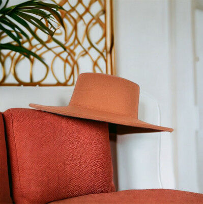 Rust Crown Flat Top Fedora