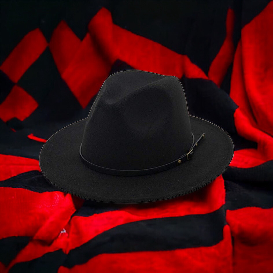 Black Belted Fedora Hat