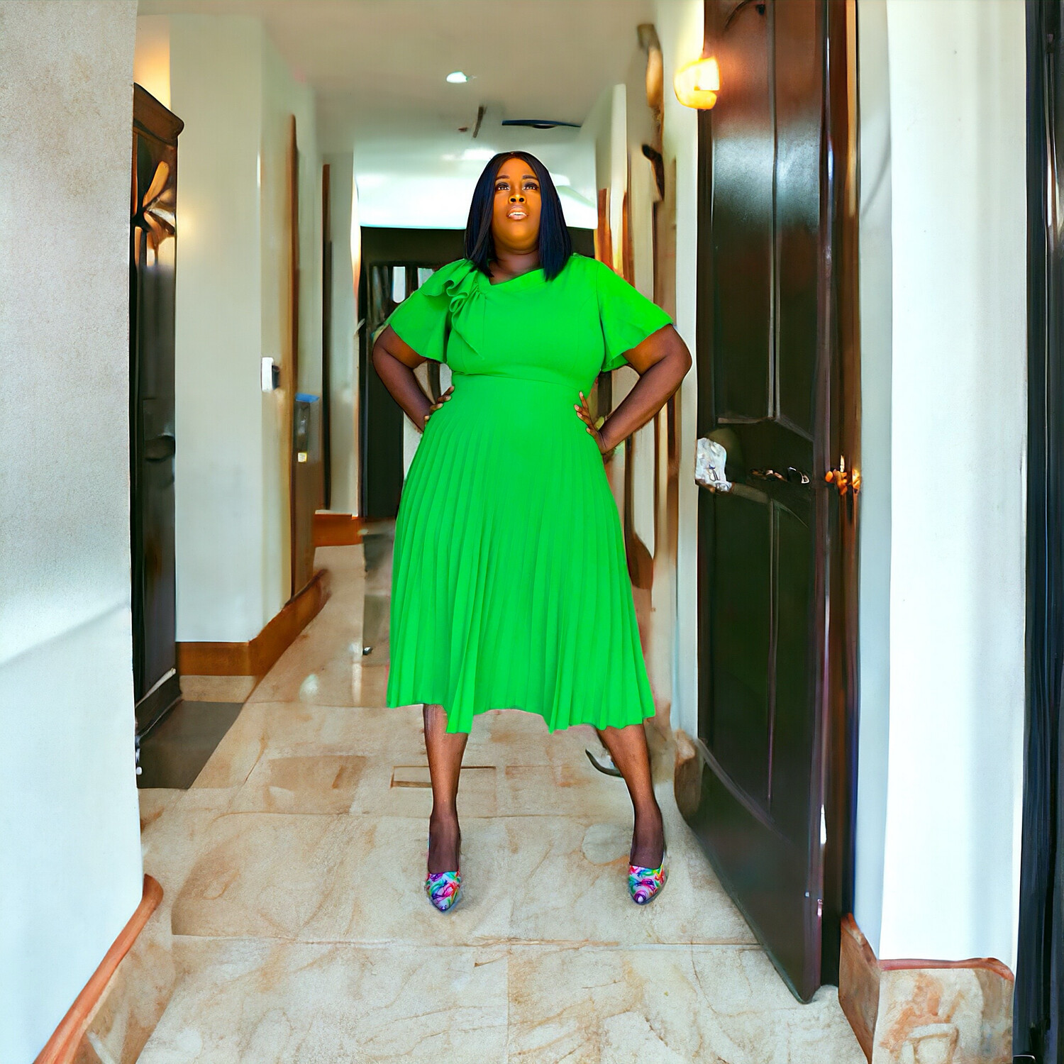 Jade Pleated Dress