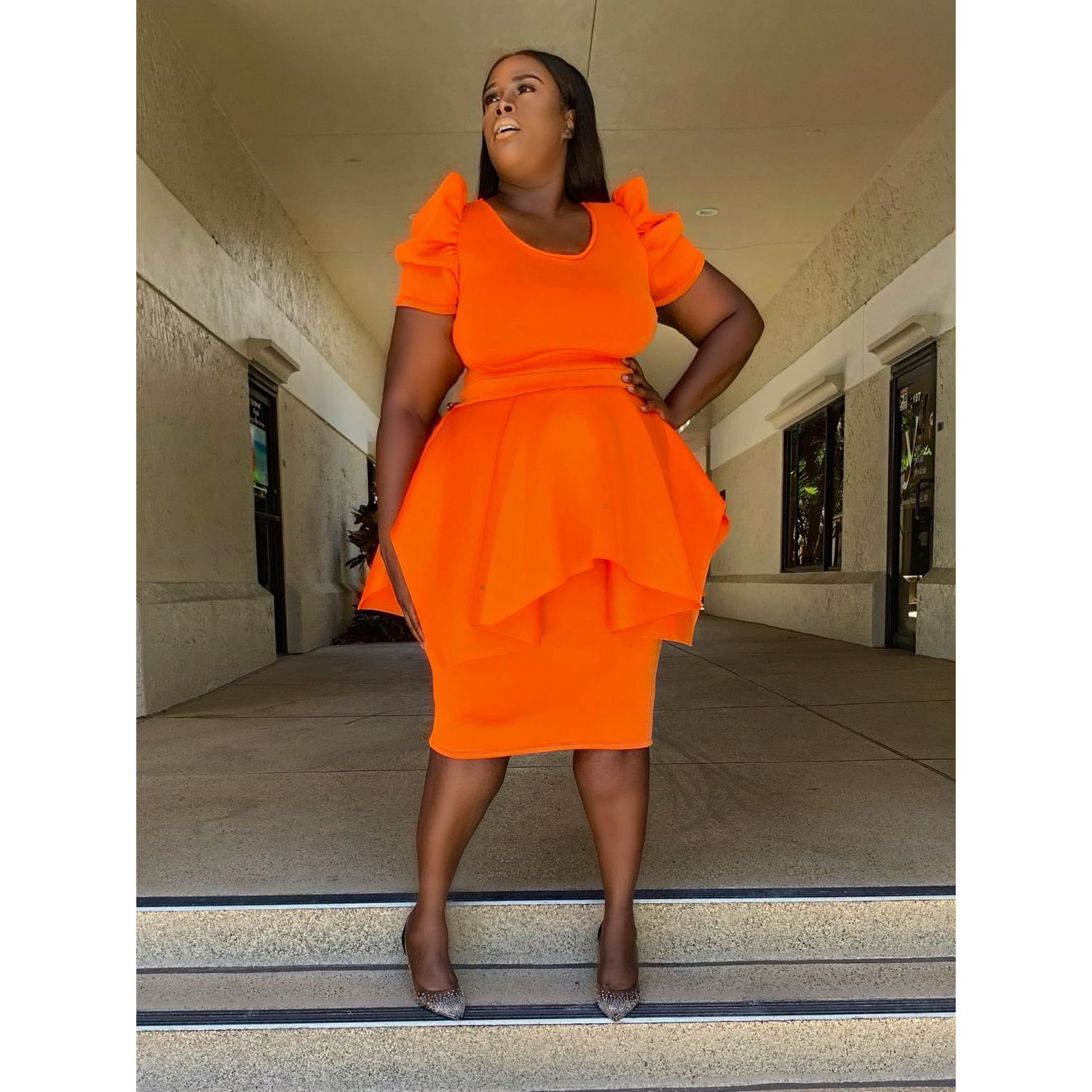 Pumpkin Peplum Dress