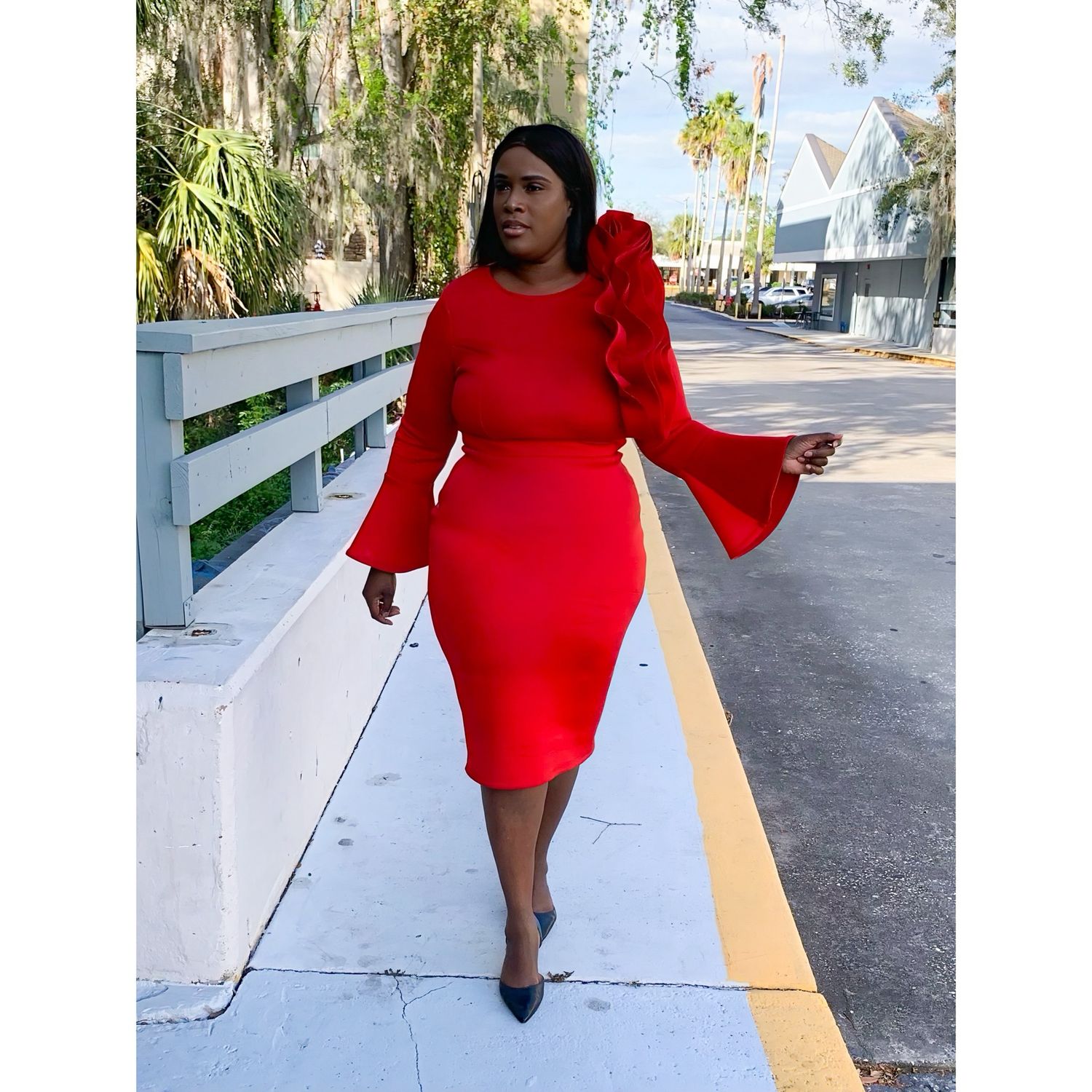 Red Andronicus Ruffle Dress