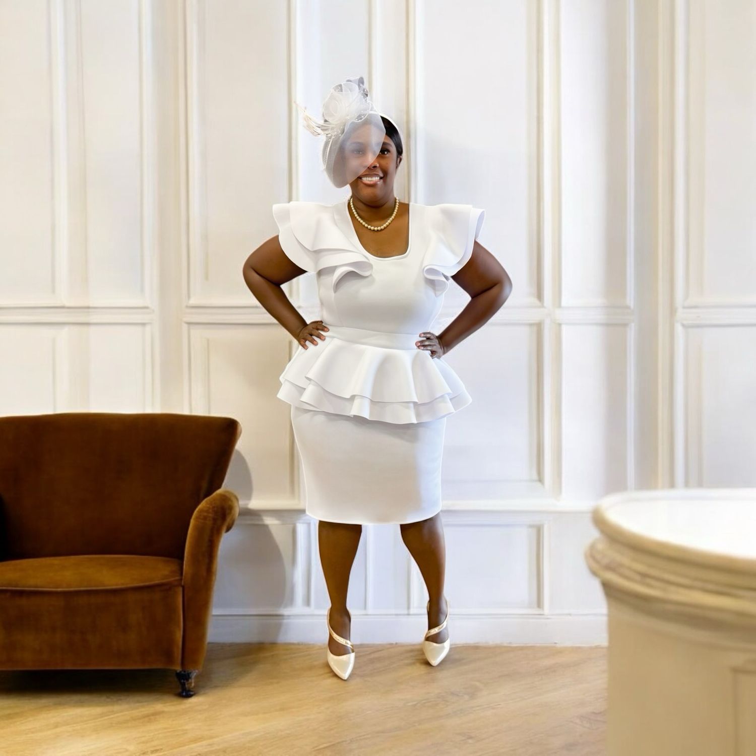 White Fox Pepulum Dress
