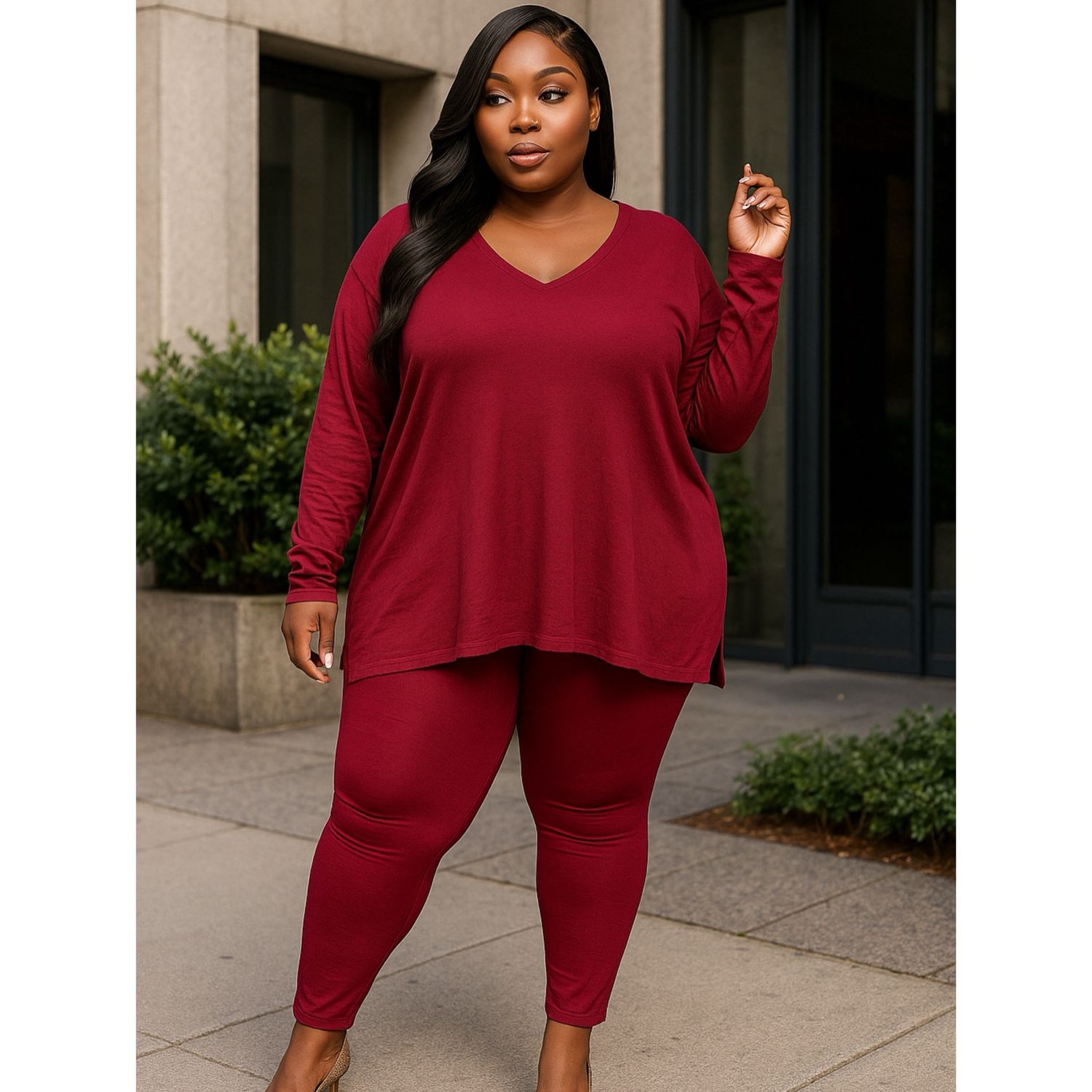 Burgundy Top Star Girl Set