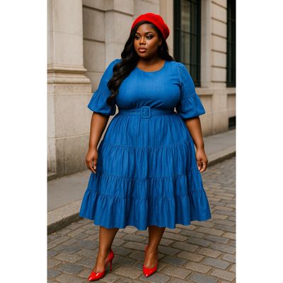 Blazing Denim Belted Dress