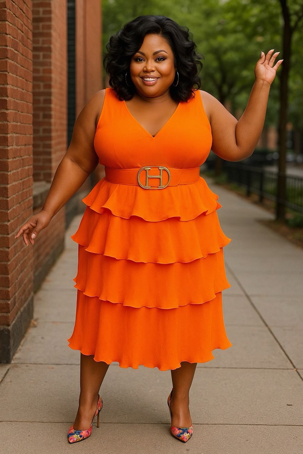Orange River Belted Dress