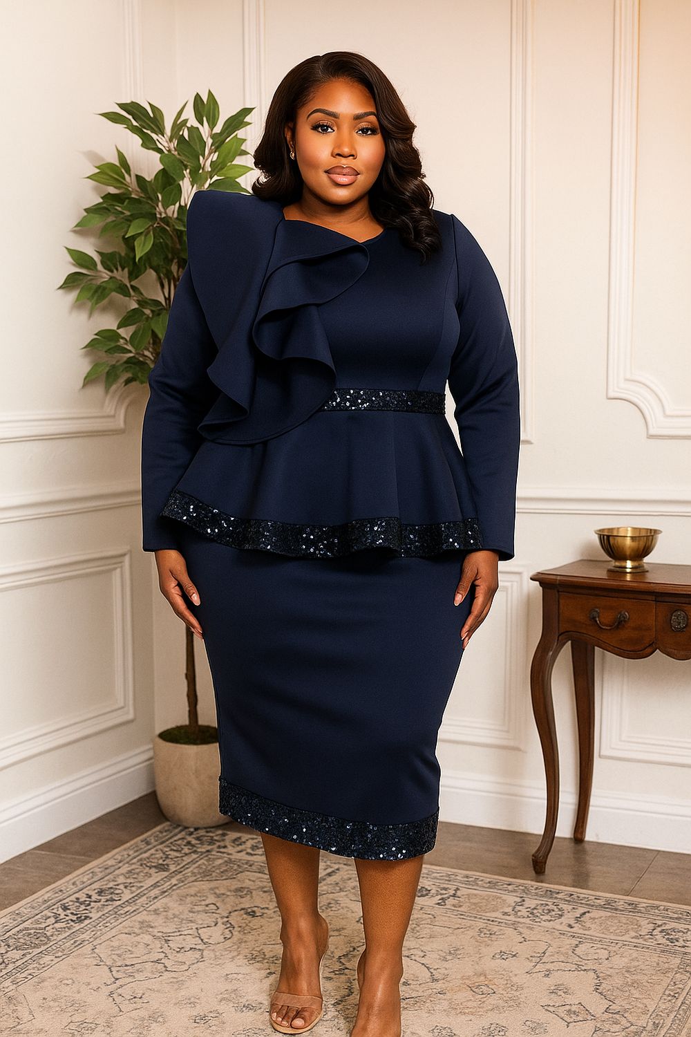 Midnight Oval Sequin Pepulum