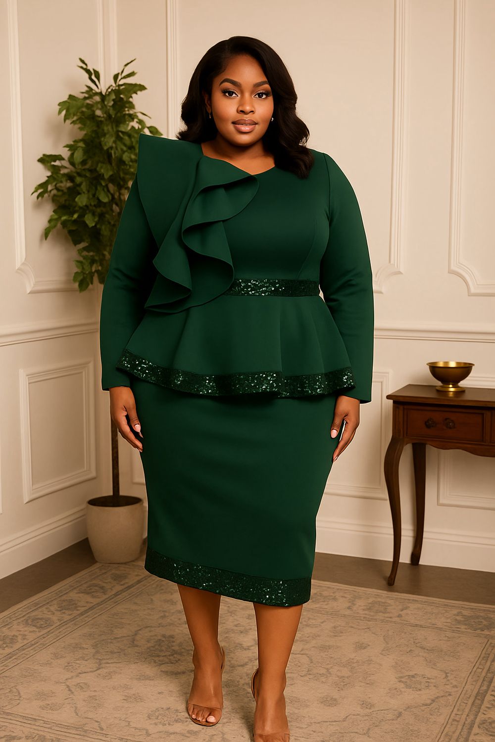 Forest Oval Sequin Pepulum