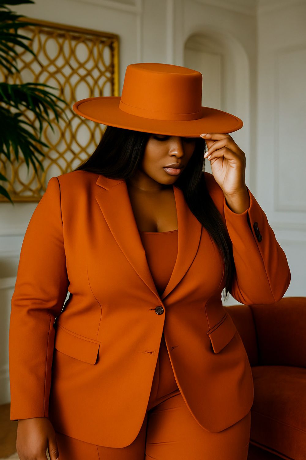 Rust Crown Flat Top Fedora