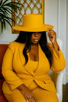 Mustard Crown Flat Top Fedora