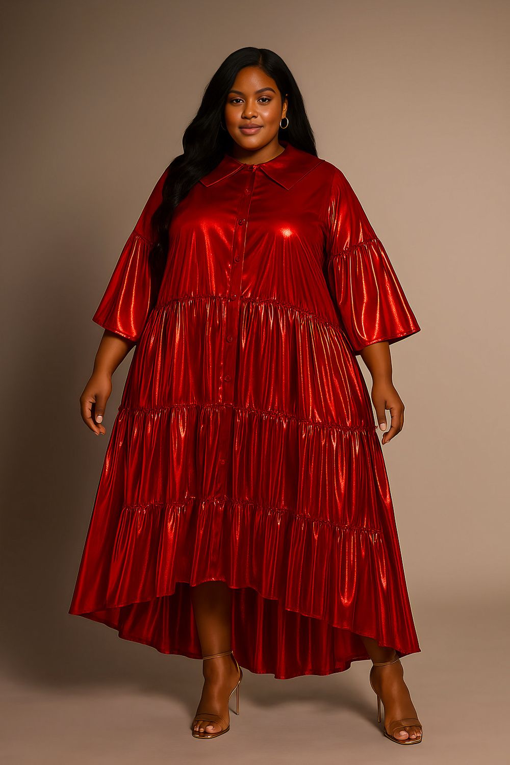 Metallic Scarlet Baggie Dress