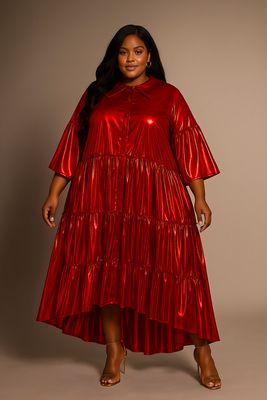 Metallic Scarlet Baggie Dress