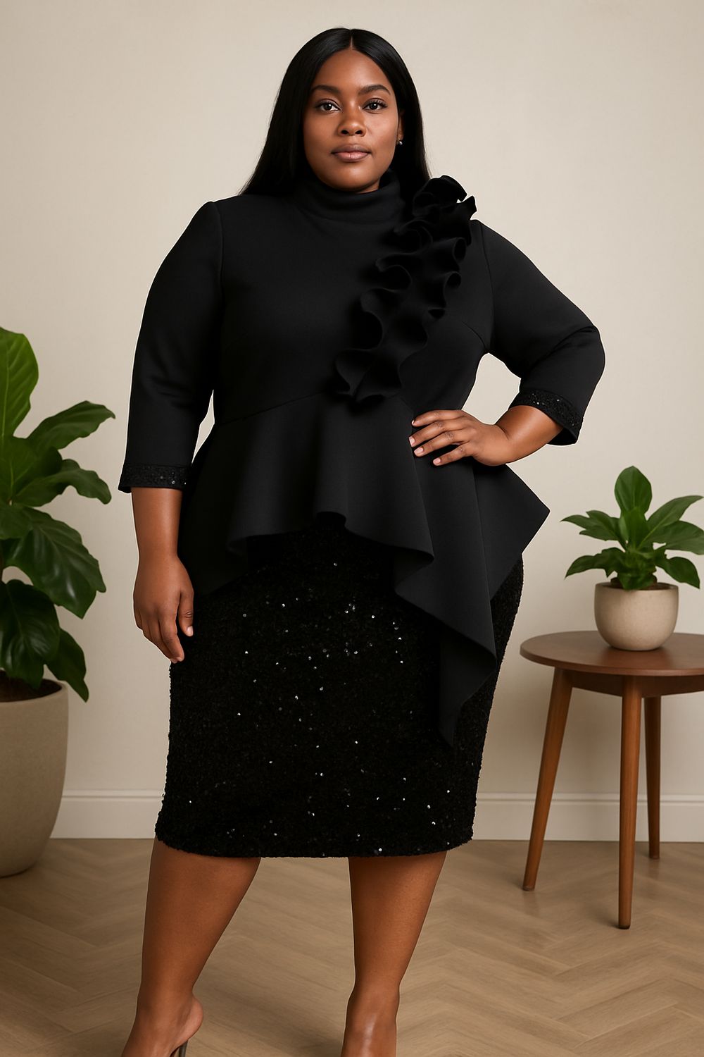 Black Highlight Sequin Dress