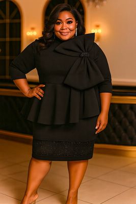 Black Spotlight Sequin Bow Dress