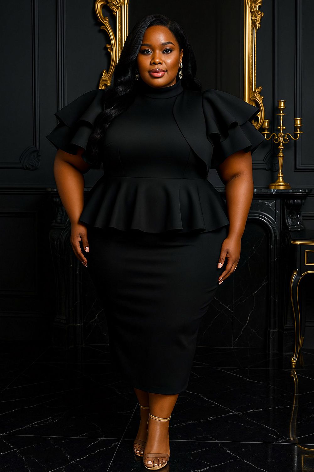 Black Speciality Peplum Set