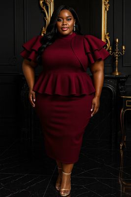 Burgundy Speciality Peplum Set