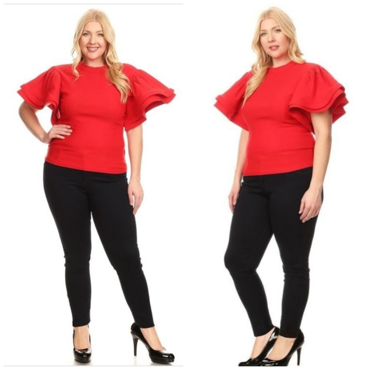 Red Ruffle Blouse