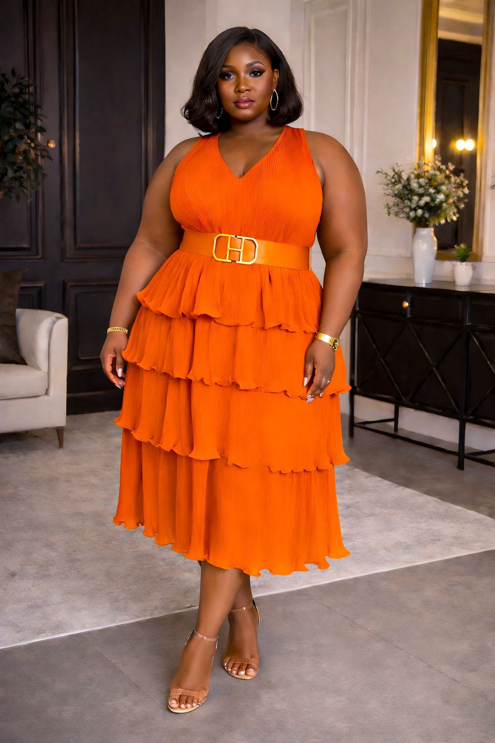 Orange River Belted Dress