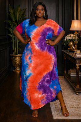 Colorful Summer Tye Dye Dress Colorful Summer Tye Dye Dress