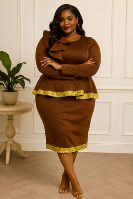 Caramel Oval Sequin Pepulum