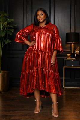 Metallic Scarlet Baggie Dress