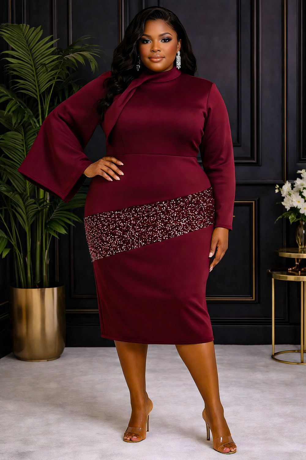 Burgundy Elite Sequin Dress