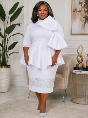 White Spotlight Sequin Bow Dress