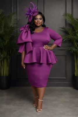 Plum Bowneek Peplum Dress