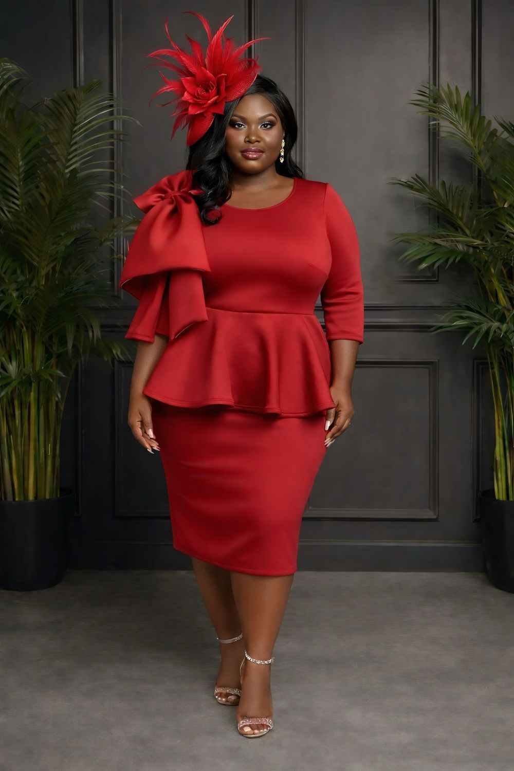 Scarlet Bowneek Peplum Dress