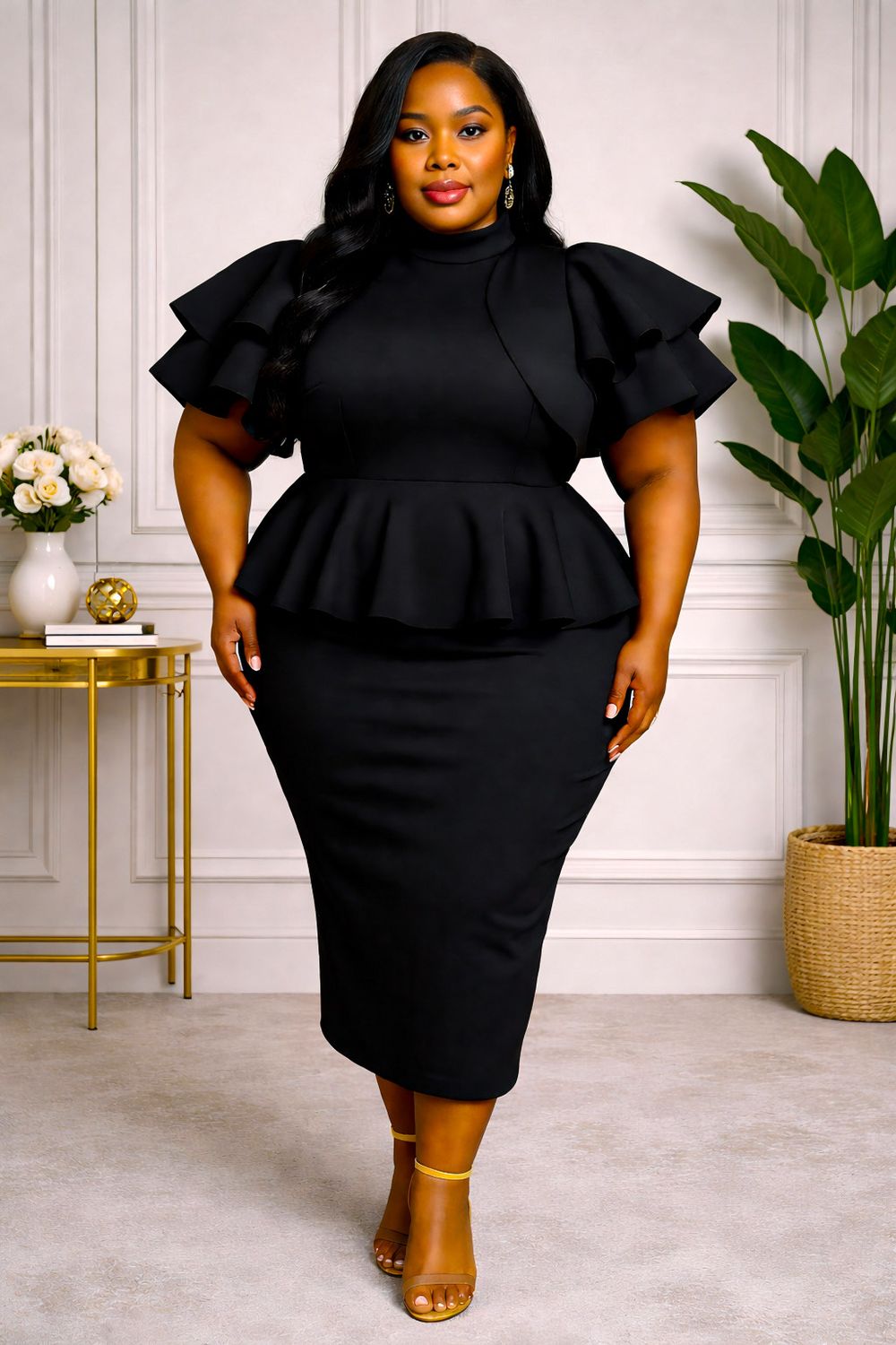 Black Speciality Peplum Set