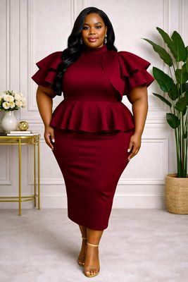 Burgundy Speciality Peplum Set