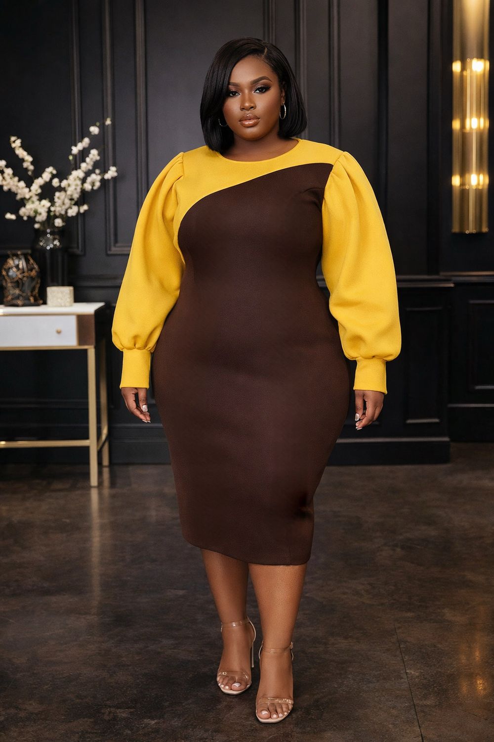 RegalGold Color Block Mid Dress