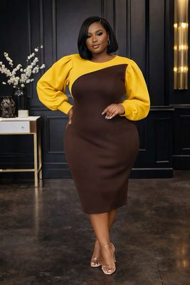 RegalGold Color Block Mid Dress