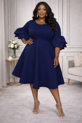 Seraphina Navy Petal Swing Dress