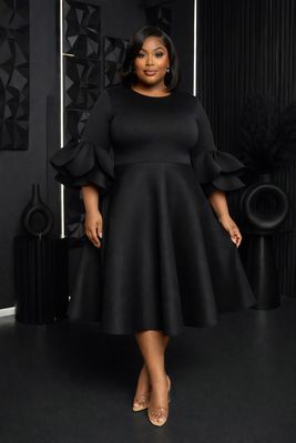 Seraphina Black Petal Swing Dress