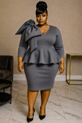 Gray Bowneek Peplum Dress