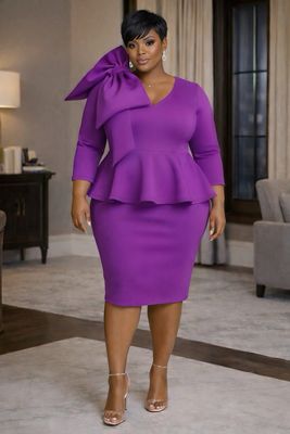 Lilac Bowneek Peplum Dress