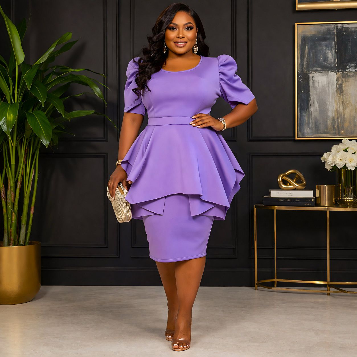 Lilac Grace Peplum Dress