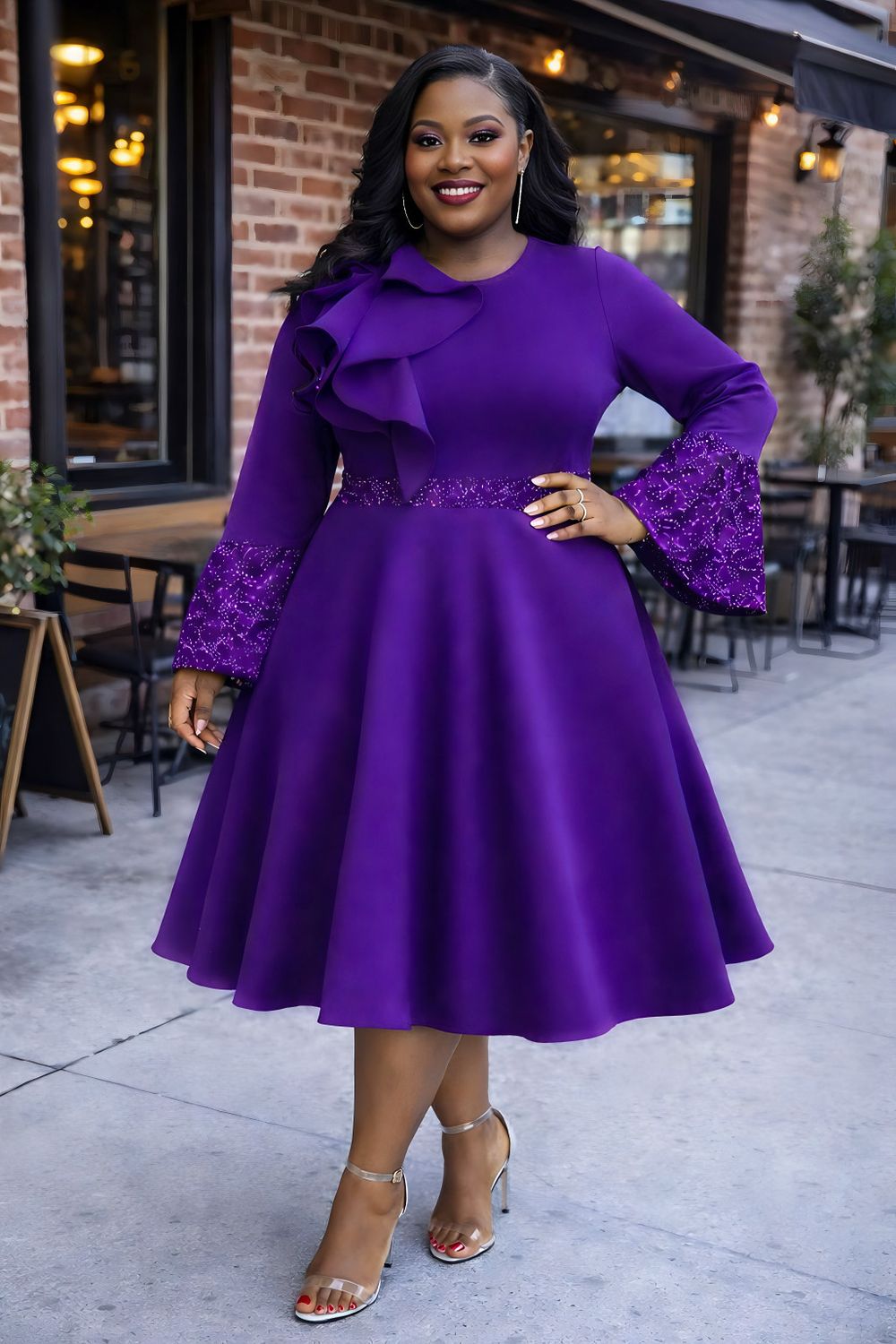 Violet Lady Sparkle Sequin Dress