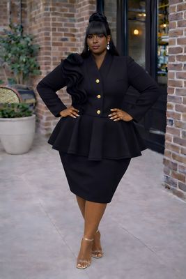 Black Imperial Peplum Dress