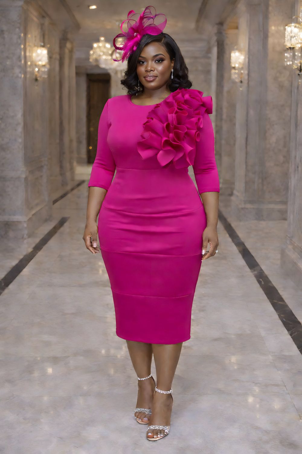 Fuchsia Vashti Ruffle Dress